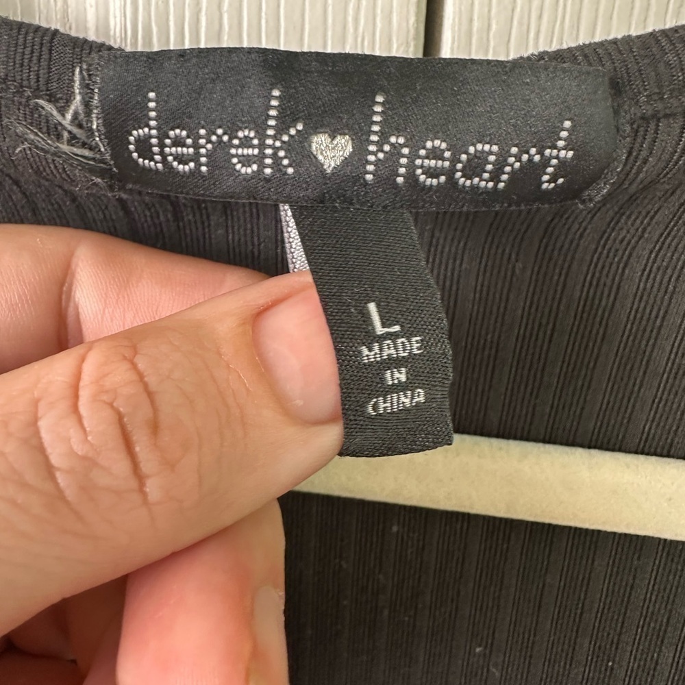 Derek Heart Sweater Womens Large Black Ribbed Full Zip Boat Neck Long Sleeve Y2K - Picture 4 of 7